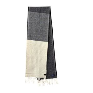 Faribault Gray Black Beige 100% Wool Colorblock Scarf